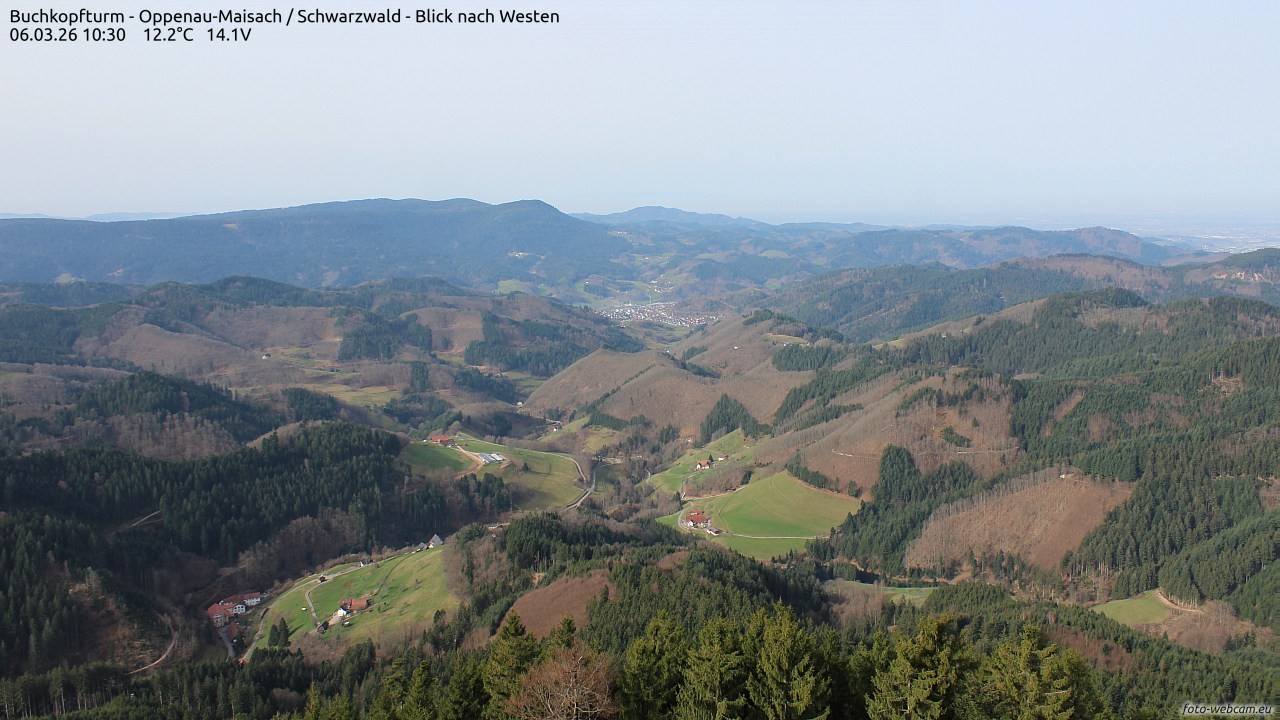 Archiv Foto Webcam Buchkopfturm - Oppenau-Maisach/Schwarzwald - Blick nach Westen
