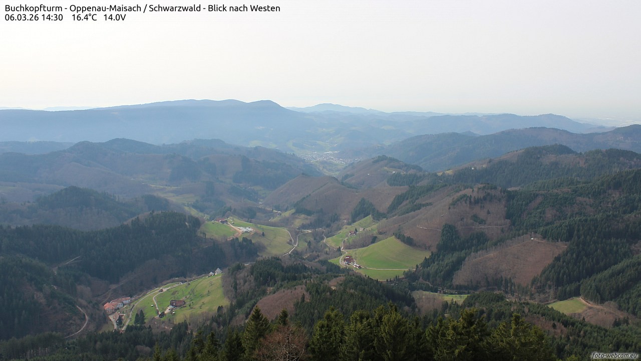 Archiv Foto Webcam Buchkopfturm - Oppenau-Maisach/Schwarzwald - Blick nach Westen