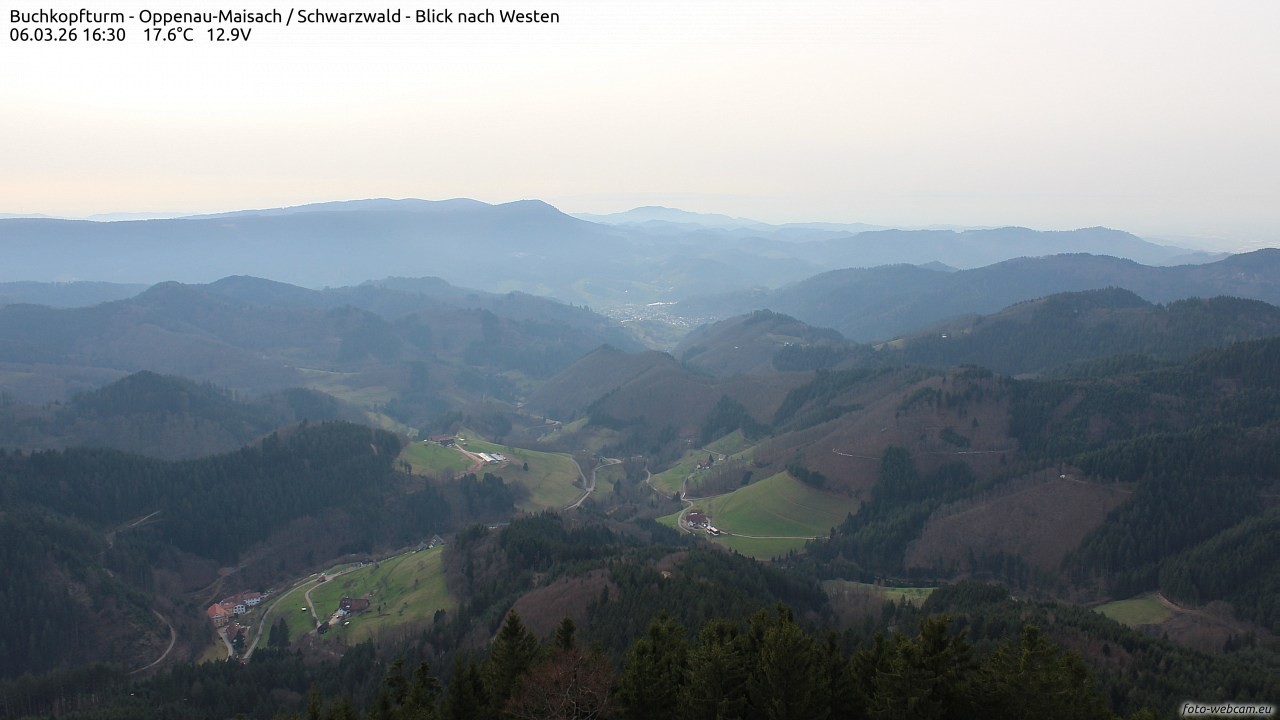 Archiv Foto Webcam Buchkopfturm - Oppenau-Maisach/Schwarzwald - Blick nach Westen