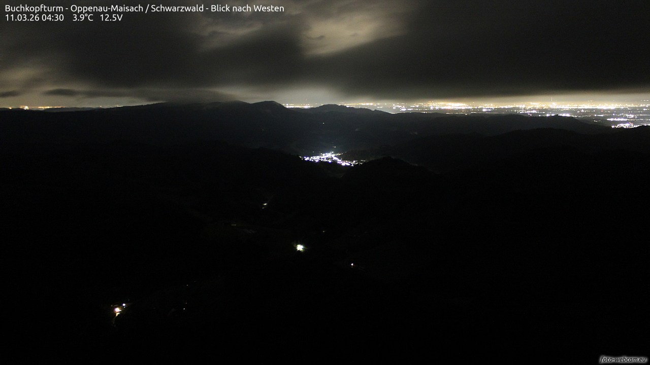 Archived image Webcam Buchkopfturm - Oppenau-Maisach/Black Forest - View to the West