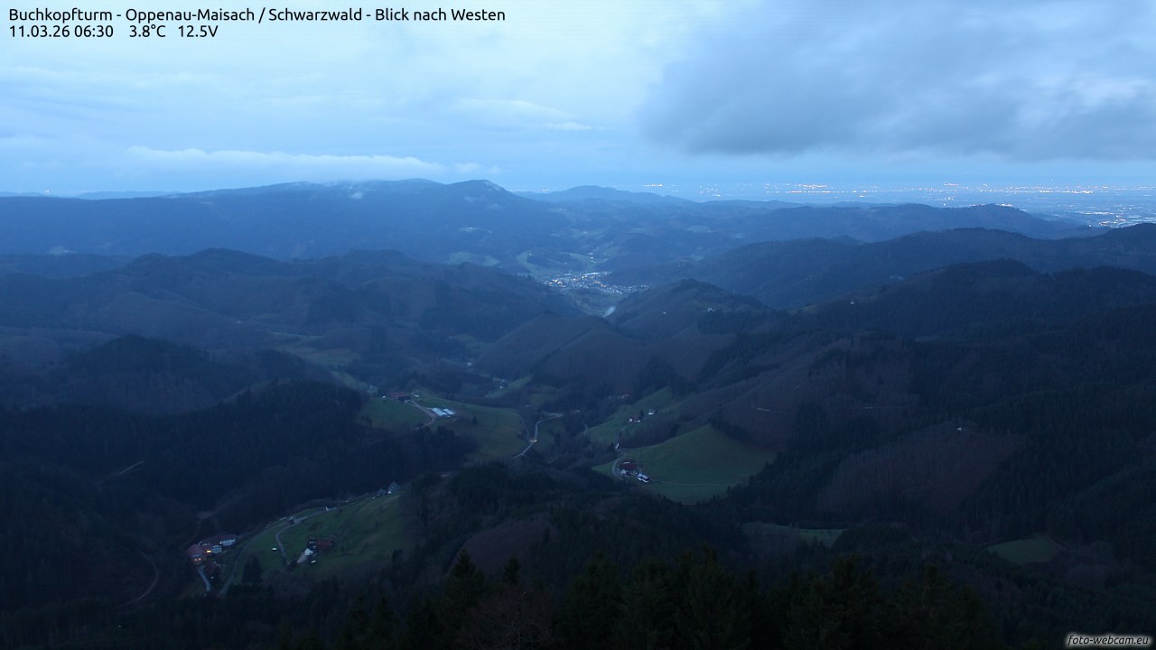 Archiv Foto Webcam Buchkopfturm - Oppenau-Maisach/Schwarzwald - Blick nach Westen