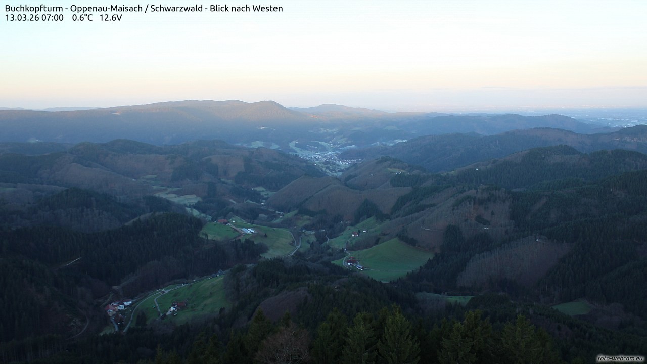 Archiv Foto Webcam Buchkopfturm - Oppenau-Maisach/Schwarzwald - Blick nach Westen