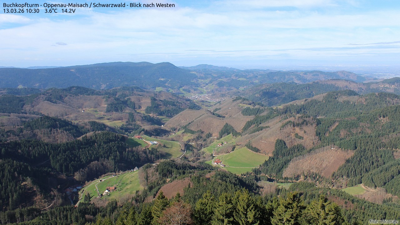 Archiv Foto Webcam Buchkopfturm - Oppenau-Maisach/Schwarzwald - Blick nach Westen