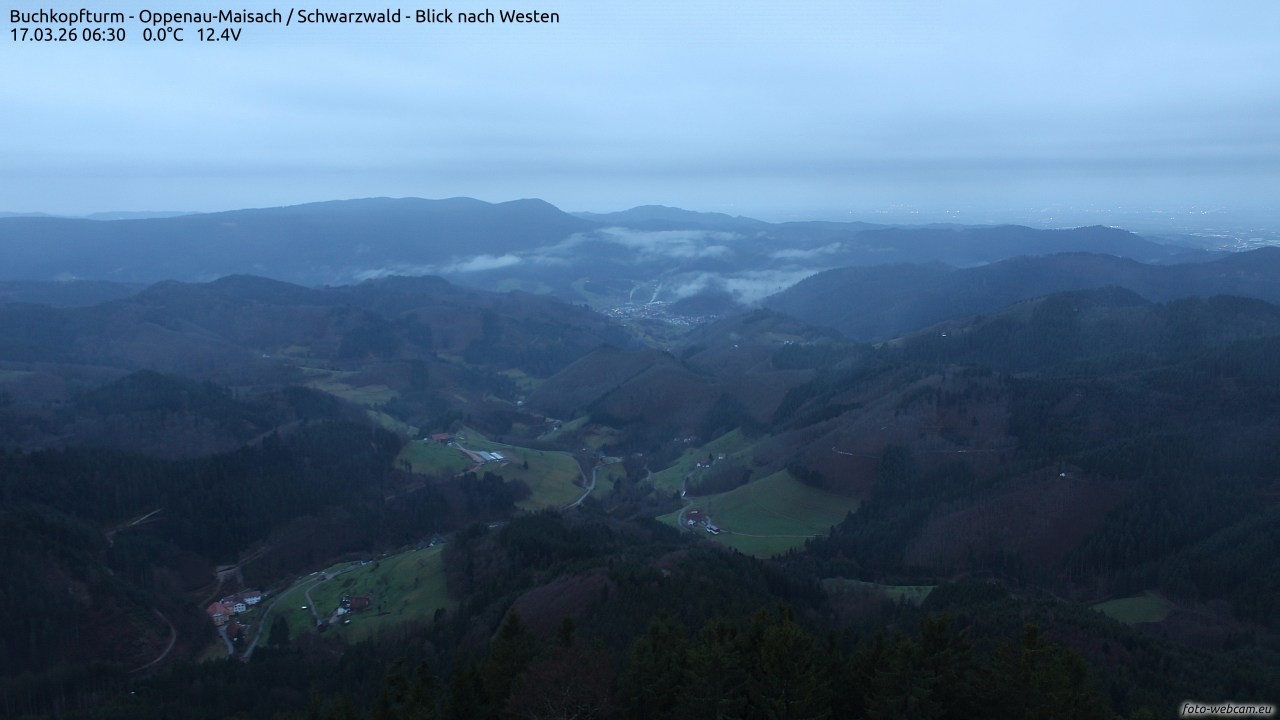 Archiv Foto Webcam Buchkopfturm - Oppenau-Maisach/Schwarzwald - Blick nach Westen