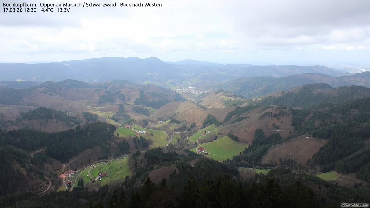 Archiv Foto Webcam Buchkopfturm - Oppenau-Maisach/Schwarzwald - Blick nach Westen