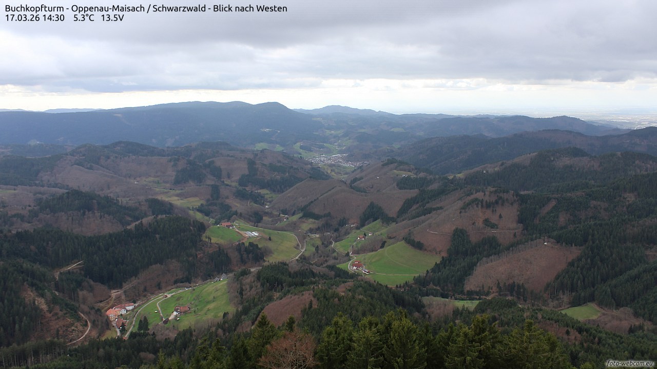 Archiv Foto Webcam Buchkopfturm - Oppenau-Maisach/Schwarzwald - Blick nach Westen