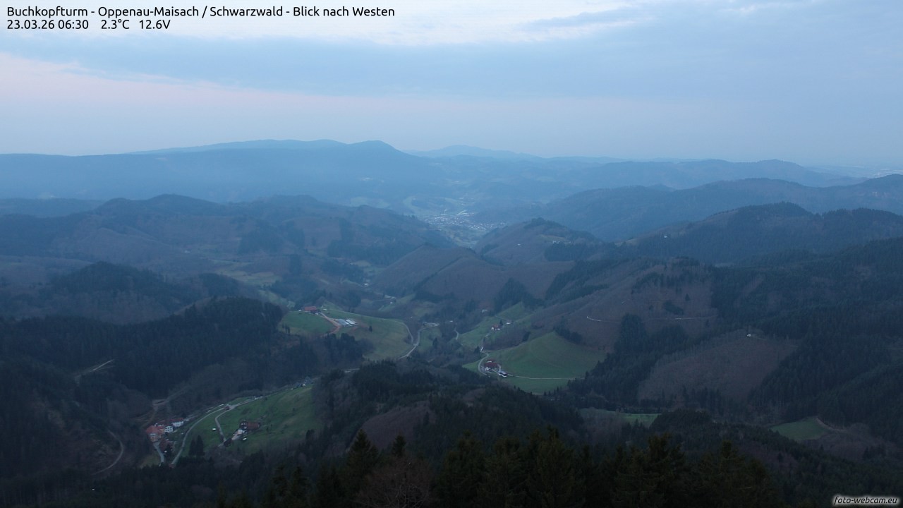 Archiv Foto Webcam Buchkopfturm - Oppenau-Maisach/Schwarzwald - Blick nach Westen