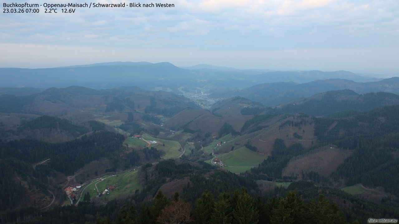 Archiv Foto Webcam Buchkopfturm - Oppenau-Maisach/Schwarzwald - Blick nach Westen