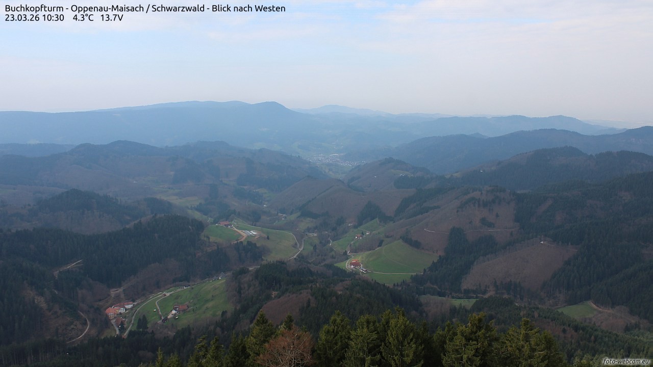 Archiv Foto Webcam Buchkopfturm - Oppenau-Maisach/Schwarzwald - Blick nach Westen