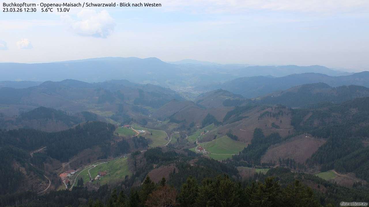 Archiv Foto Webcam Buchkopfturm - Oppenau-Maisach/Schwarzwald - Blick nach Westen