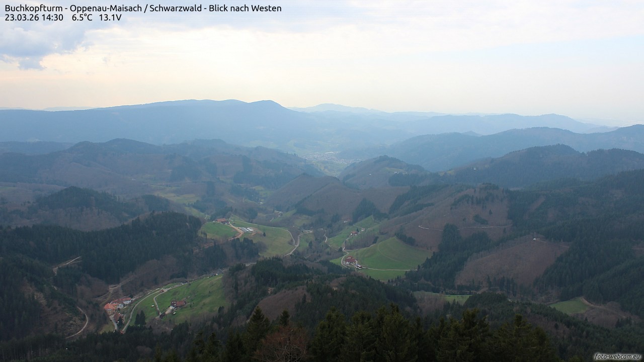 Archiv Foto Webcam Buchkopfturm - Oppenau-Maisach/Schwarzwald - Blick nach Westen