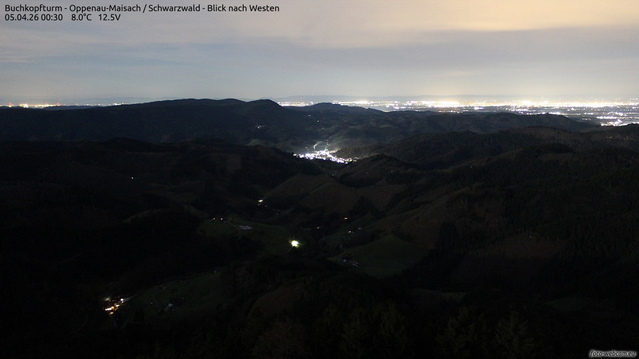 Archiv Foto Webcam Buchkopfturm - Oppenau-Maisach/Schwarzwald - Blick nach Westen