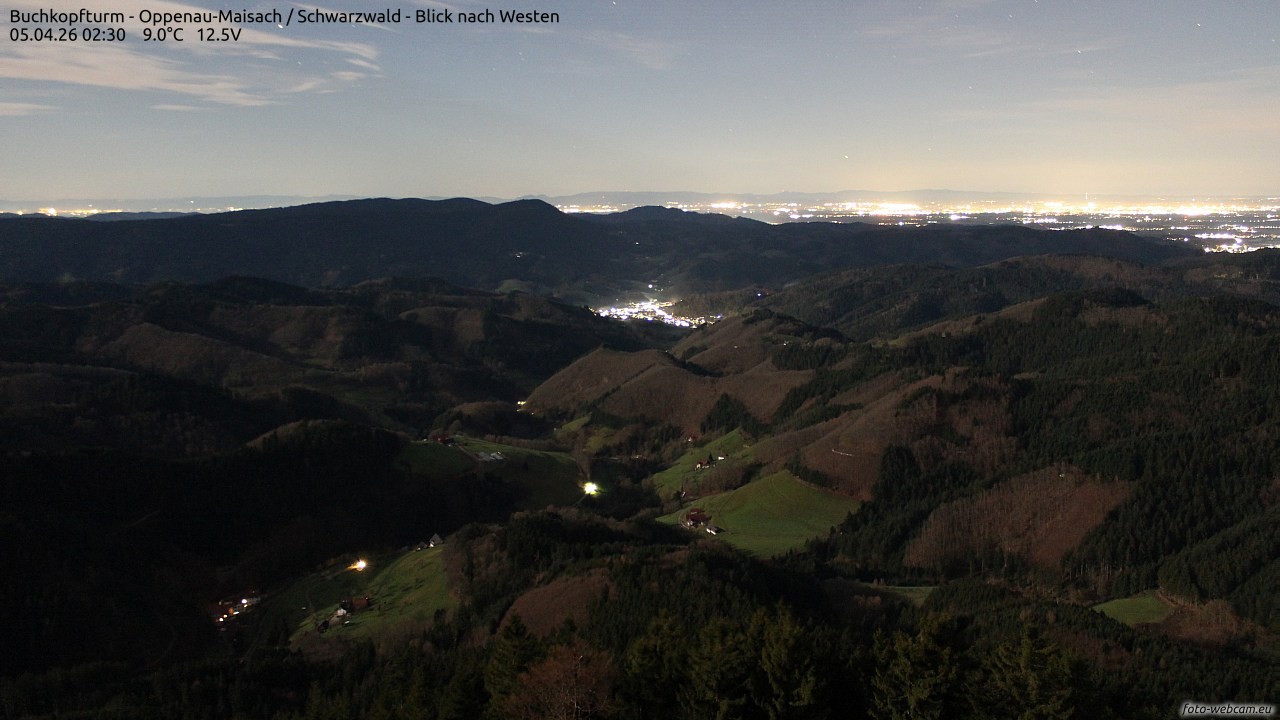 Archiv Foto Webcam Buchkopfturm - Oppenau-Maisach/Schwarzwald - Blick nach Westen