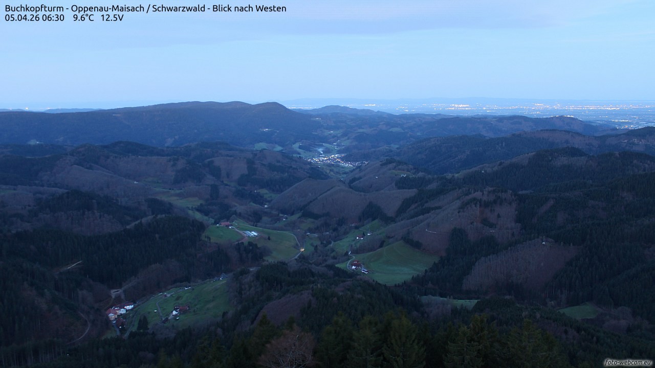 Archiv Foto Webcam Buchkopfturm - Oppenau-Maisach/Schwarzwald - Blick nach Westen