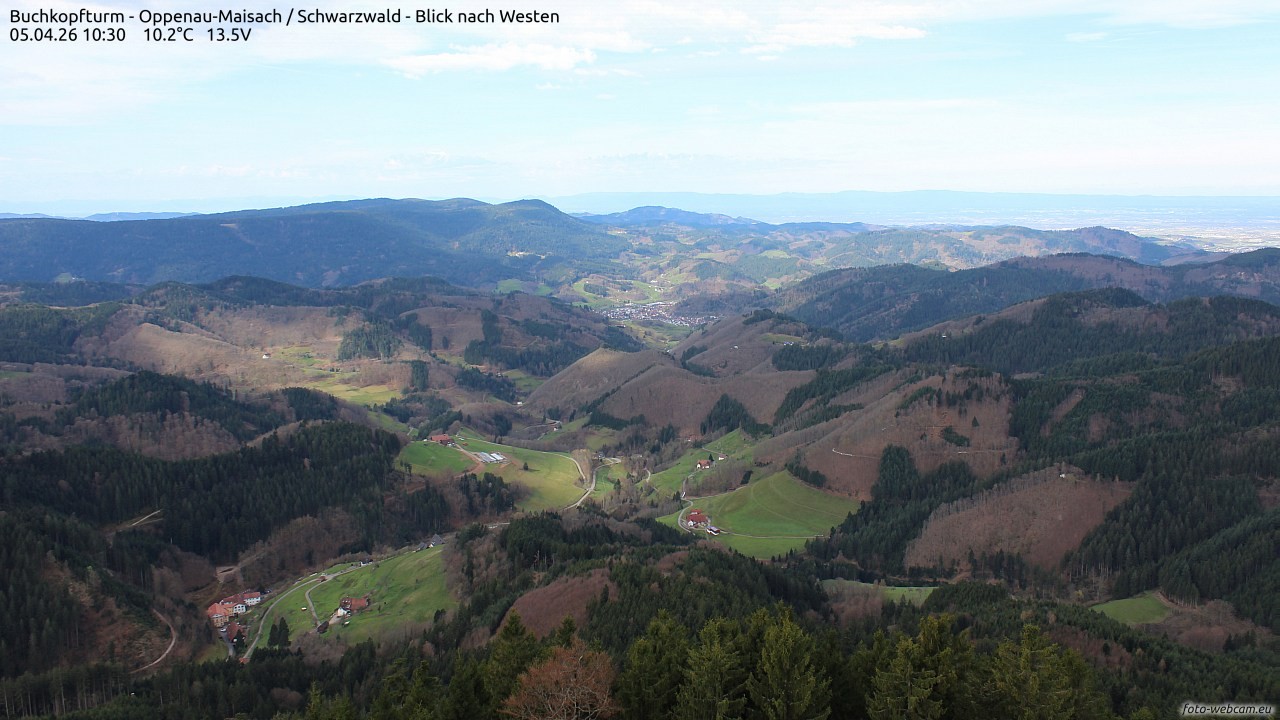 Archiv Foto Webcam Buchkopfturm - Oppenau-Maisach/Schwarzwald - Blick nach Westen