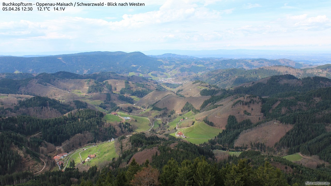 Archiv Foto Webcam Buchkopfturm - Oppenau-Maisach/Schwarzwald - Blick nach Westen