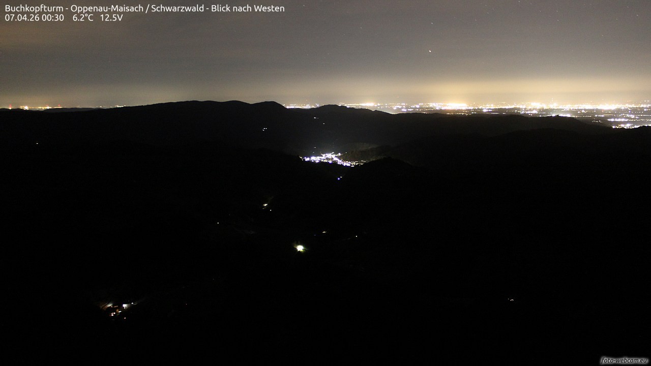 Archiv Foto Webcam Buchkopfturm - Oppenau-Maisach/Schwarzwald - Blick nach Westen