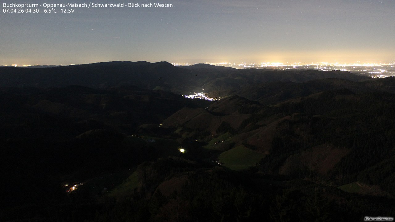 Archiv Foto Webcam Buchkopfturm - Oppenau-Maisach/Schwarzwald - Blick nach Westen