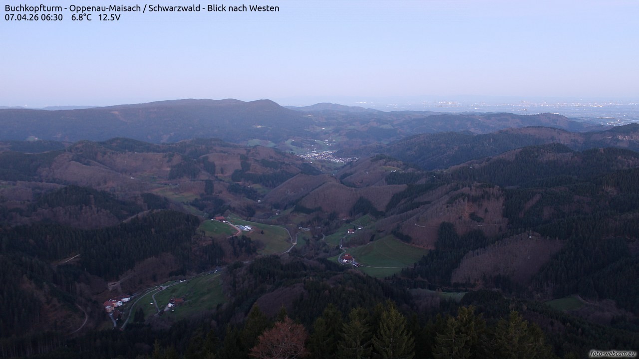 Archiv Foto Webcam Buchkopfturm - Oppenau-Maisach/Schwarzwald - Blick nach Westen
