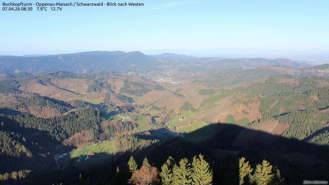 Archiv Foto Webcam Buchkopfturm - Oppenau-Maisach/Schwarzwald - Blick nach Westen