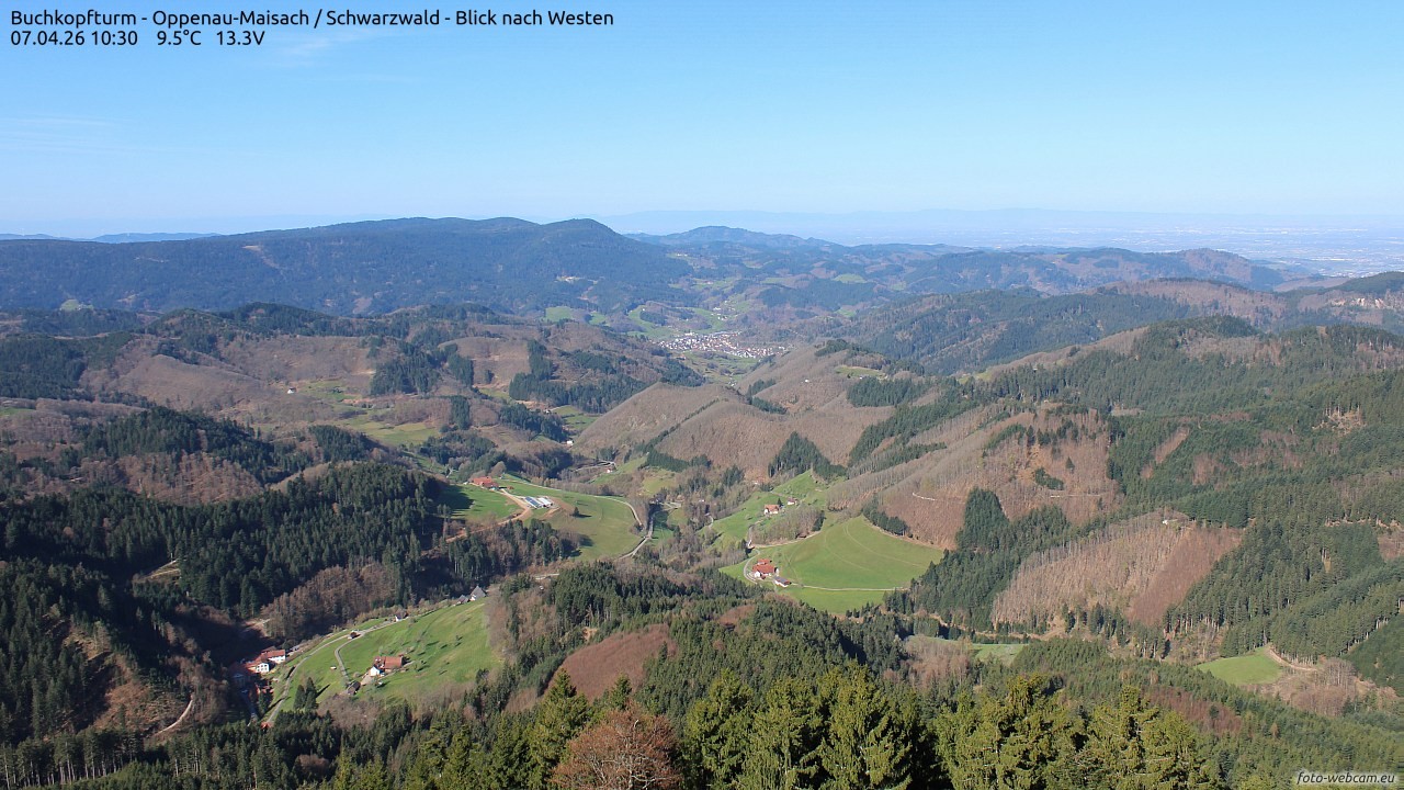 Archiv Foto Webcam Buchkopfturm - Oppenau-Maisach/Schwarzwald - Blick nach Westen