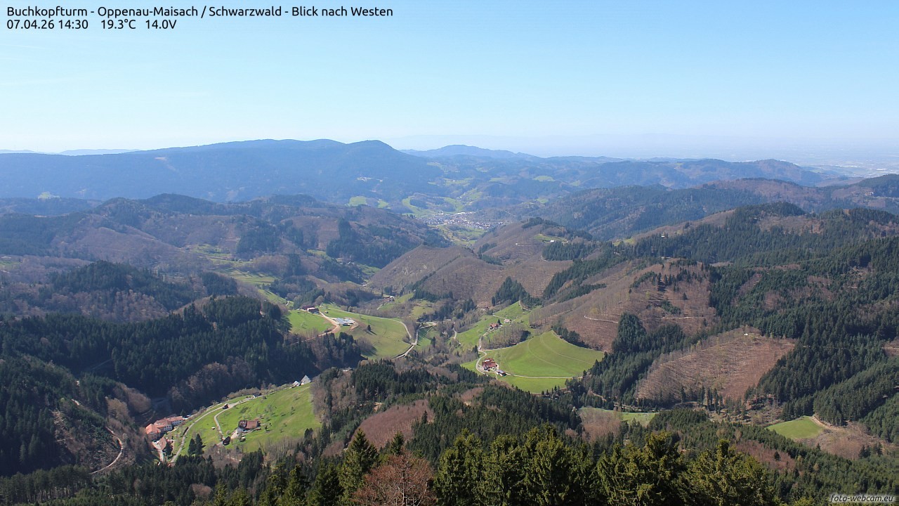 Archiv Foto Webcam Buchkopfturm - Oppenau-Maisach/Schwarzwald - Blick nach Westen