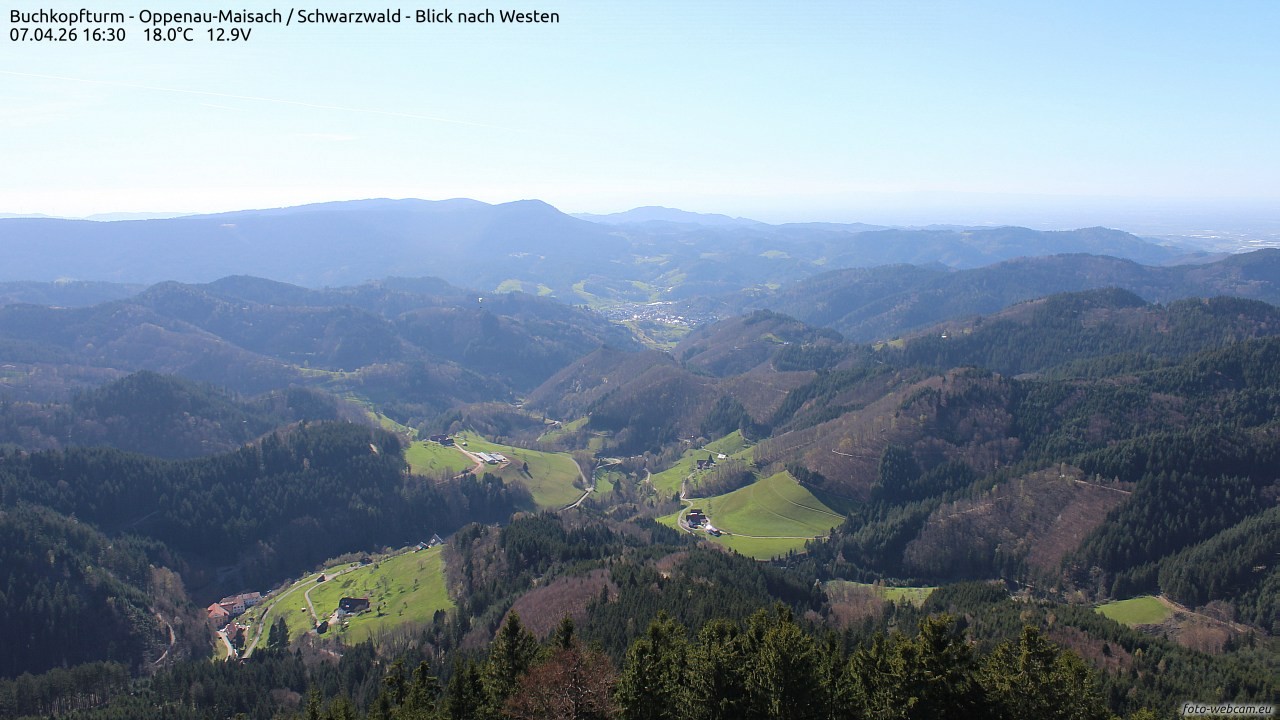 Archiv Foto Webcam Buchkopfturm - Oppenau-Maisach/Schwarzwald - Blick nach Westen