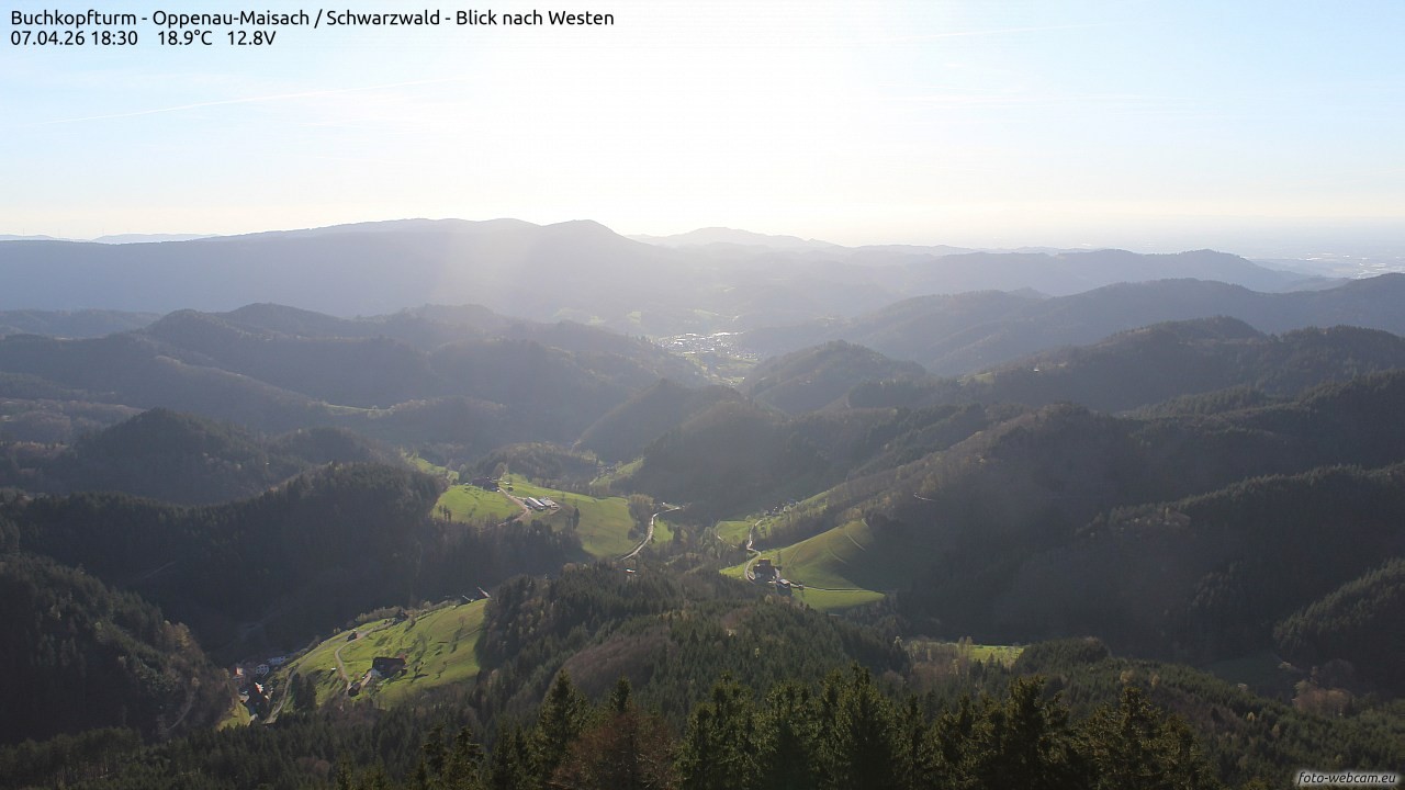 Archiv Foto Webcam Buchkopfturm - Oppenau-Maisach/Schwarzwald - Blick nach Westen