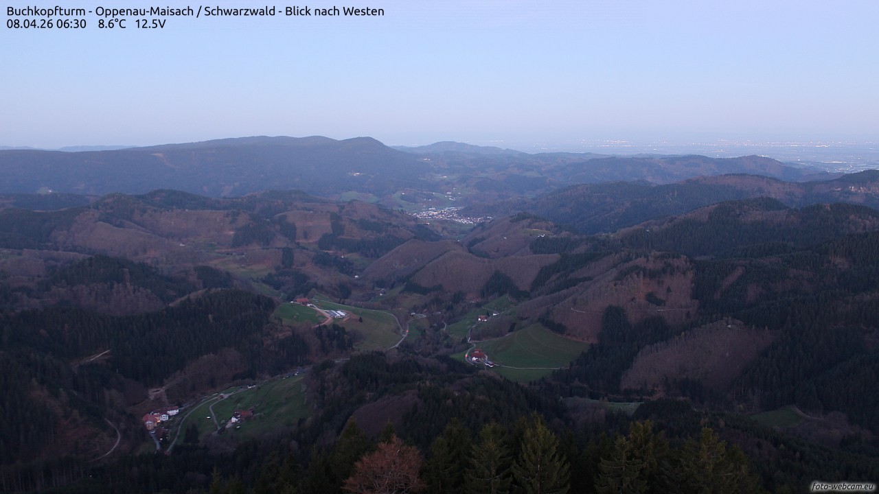 Archiv Foto Webcam Buchkopfturm - Oppenau-Maisach/Schwarzwald - Blick nach Westen