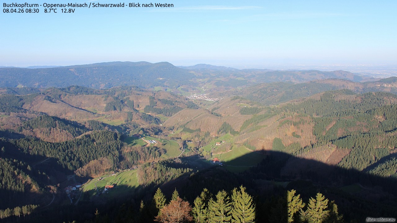 Archiv Foto Webcam Buchkopfturm - Oppenau-Maisach/Schwarzwald - Blick nach Westen