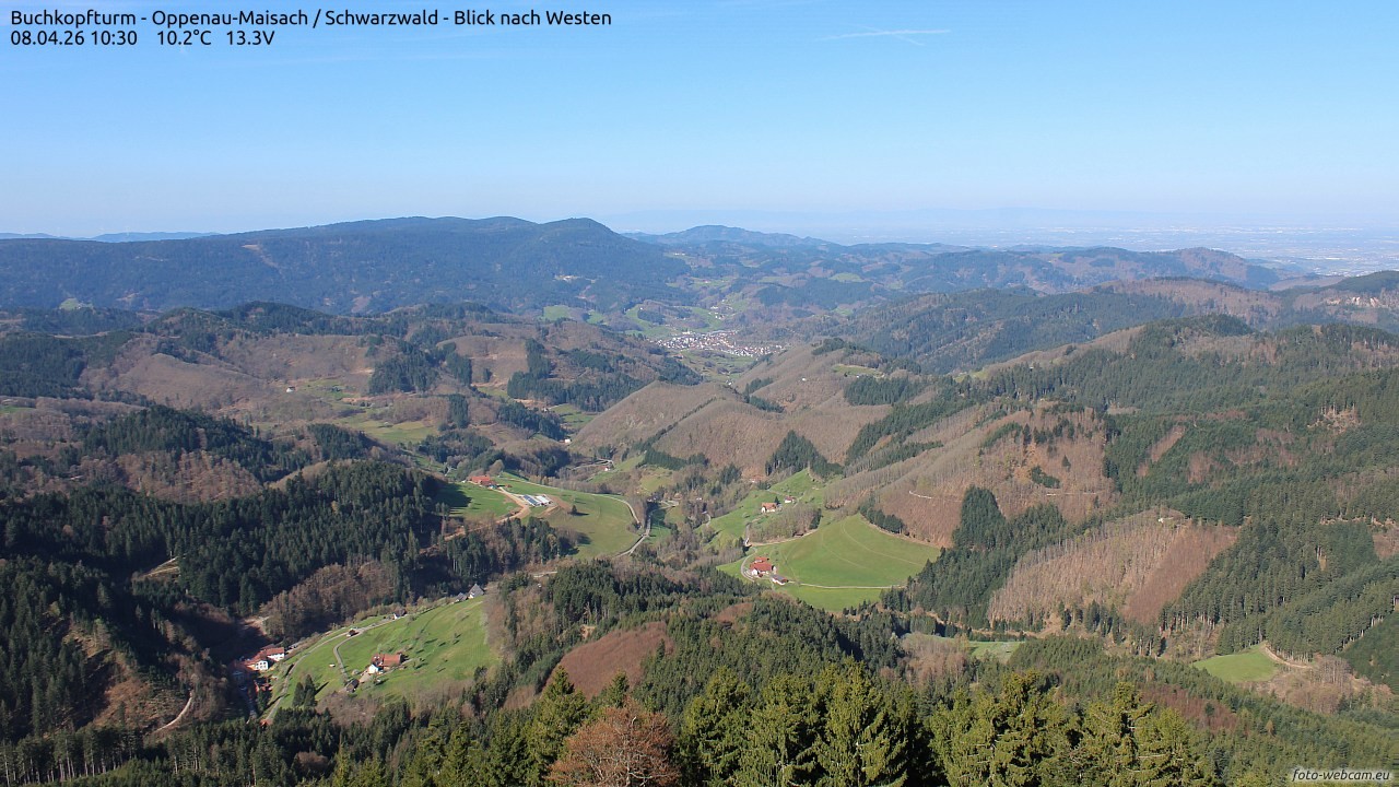 Archiv Foto Webcam Buchkopfturm - Oppenau-Maisach/Schwarzwald - Blick nach Westen