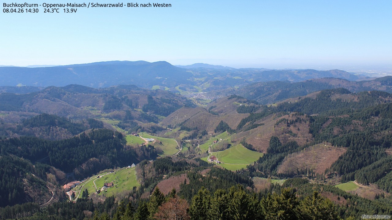 Archiv Foto Webcam Buchkopfturm - Oppenau-Maisach/Schwarzwald - Blick nach Westen
