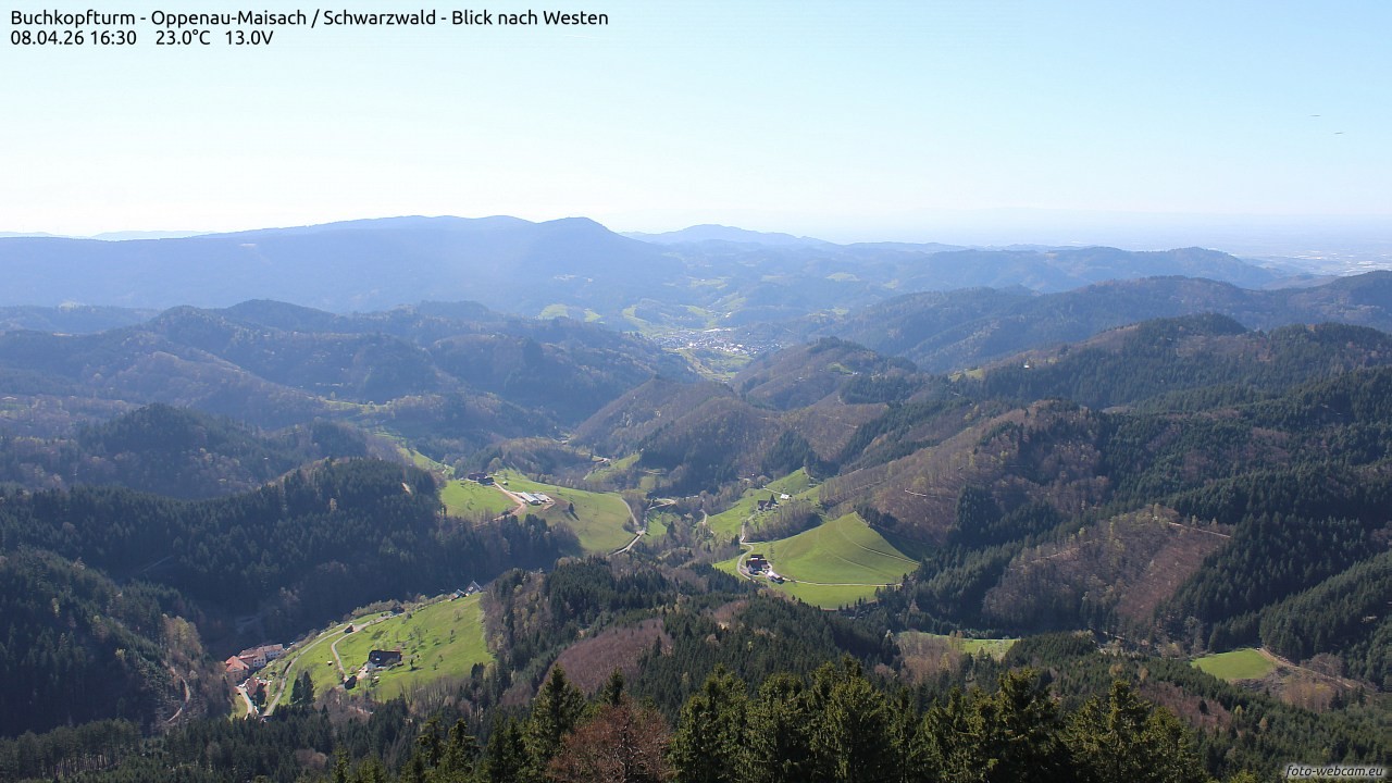 Archiv Foto Webcam Buchkopfturm - Oppenau-Maisach/Schwarzwald - Blick nach Westen