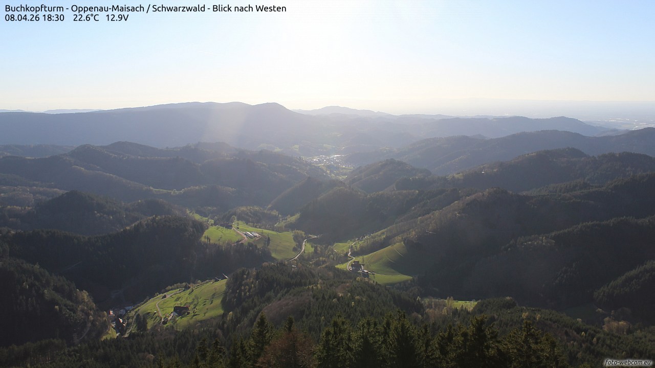Archiv Foto Webcam Buchkopfturm - Oppenau-Maisach/Schwarzwald - Blick nach Westen