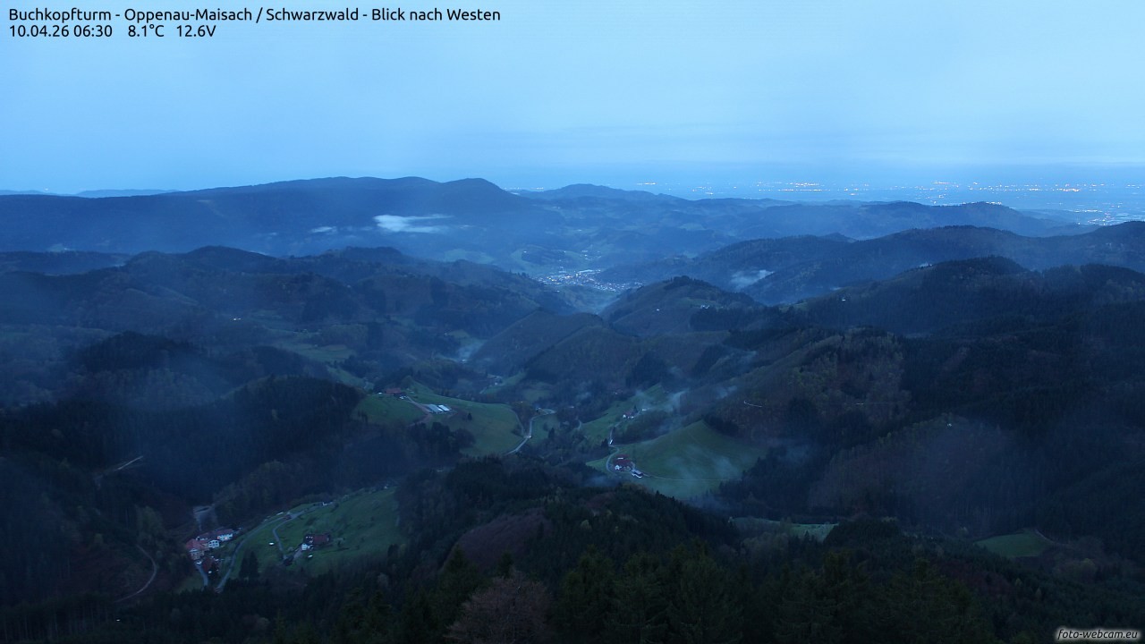 Archiv Foto Webcam Buchkopfturm - Oppenau-Maisach/Schwarzwald - Blick nach Westen
