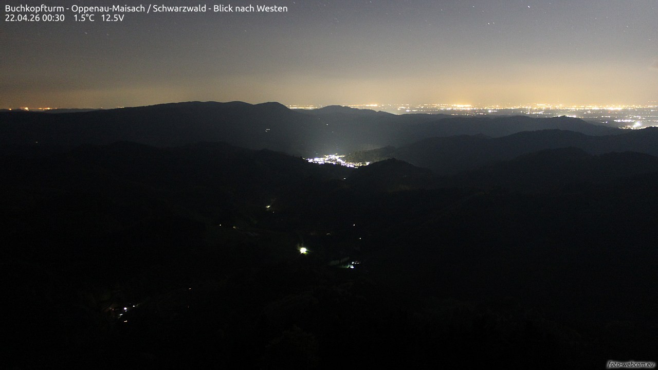 Archiv Foto Webcam Buchkopfturm - Oppenau-Maisach/Schwarzwald - Blick nach Westen