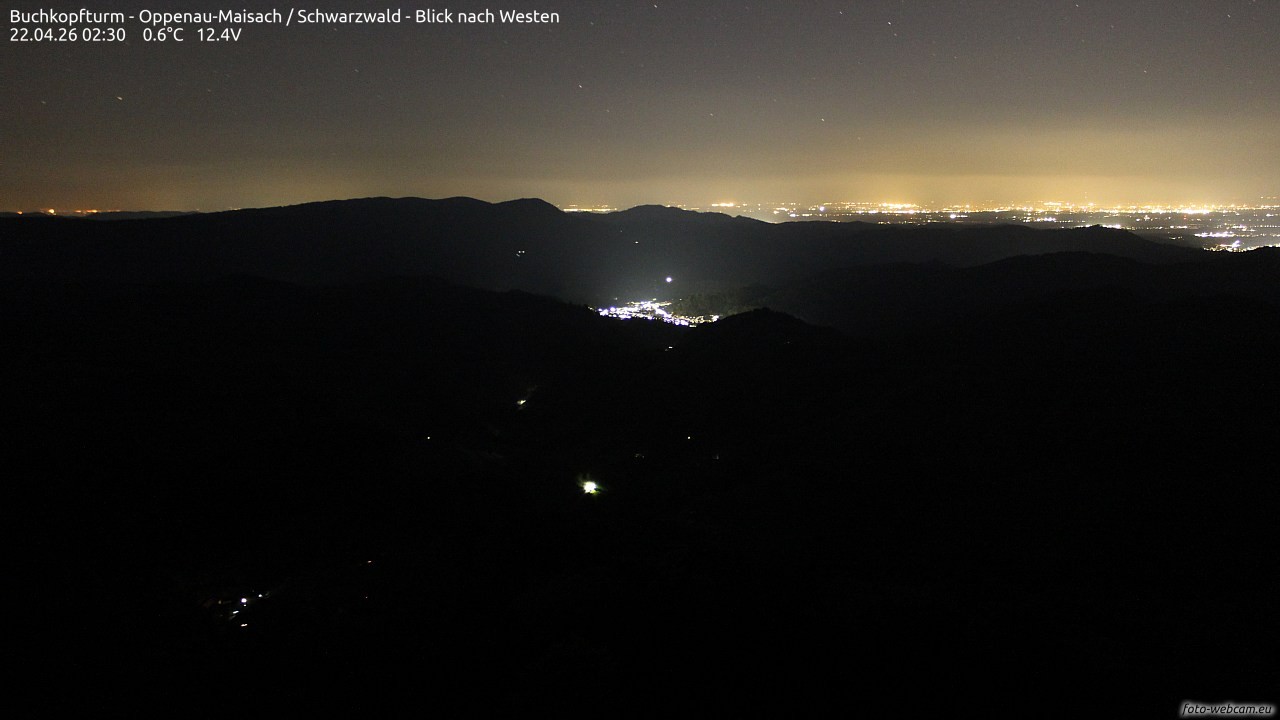 Archiv Foto Webcam Buchkopfturm - Oppenau-Maisach/Schwarzwald - Blick nach Westen