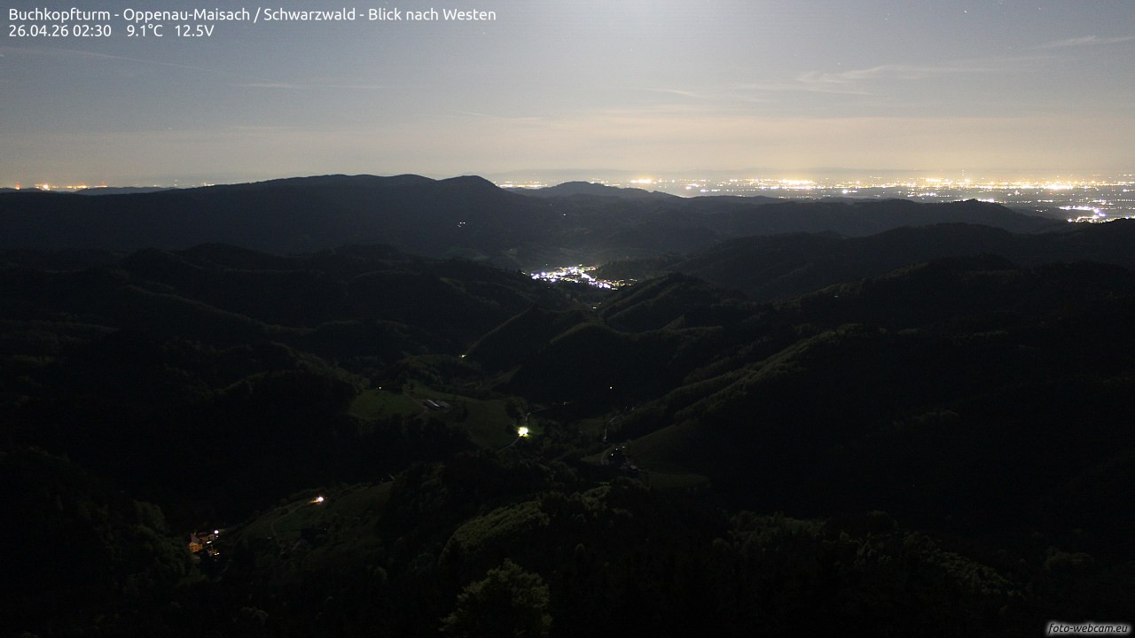 Archived image Webcam Buchkopfturm - Oppenau-Maisach/Black Forest - View to the West