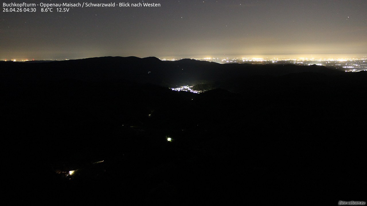 Archived image Webcam Buchkopfturm - Oppenau-Maisach/Black Forest - View to the West