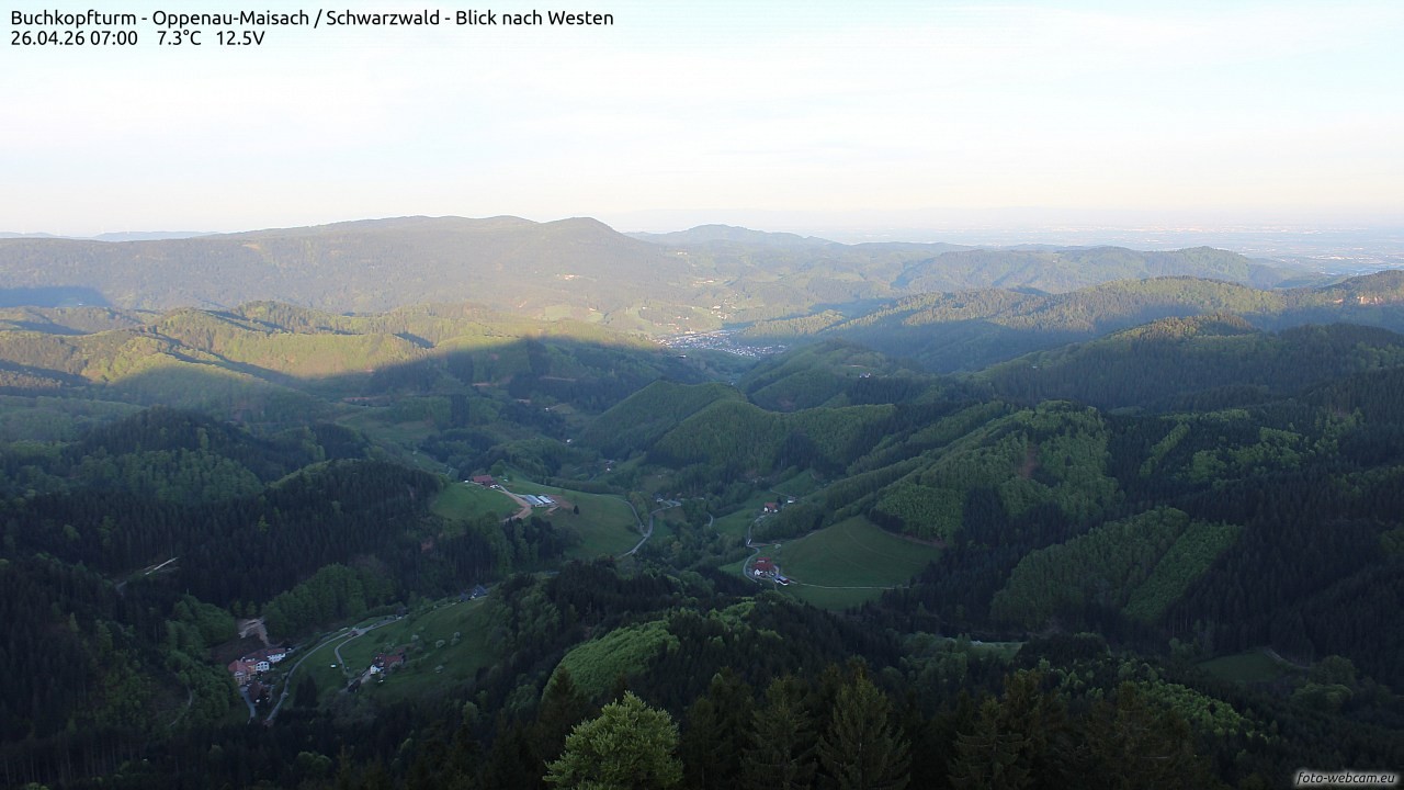 Archiv Foto Webcam Buchkopfturm - Oppenau-Maisach/Schwarzwald - Blick nach Westen