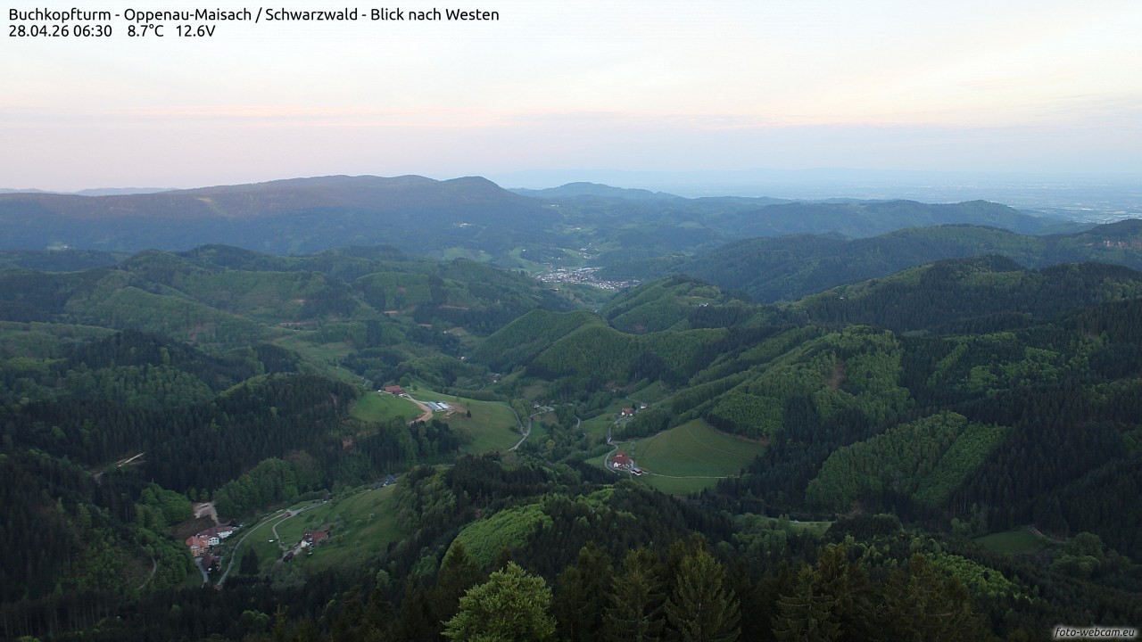 Archiv Foto Webcam Buchkopfturm - Oppenau-Maisach/Schwarzwald - Blick nach Westen
