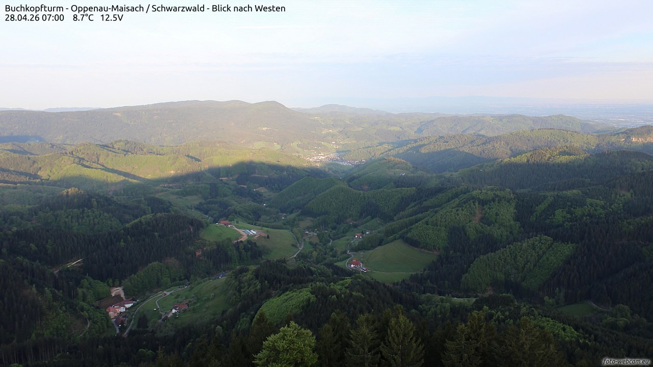 Archiv Foto Webcam Buchkopfturm - Oppenau-Maisach/Schwarzwald - Blick nach Westen