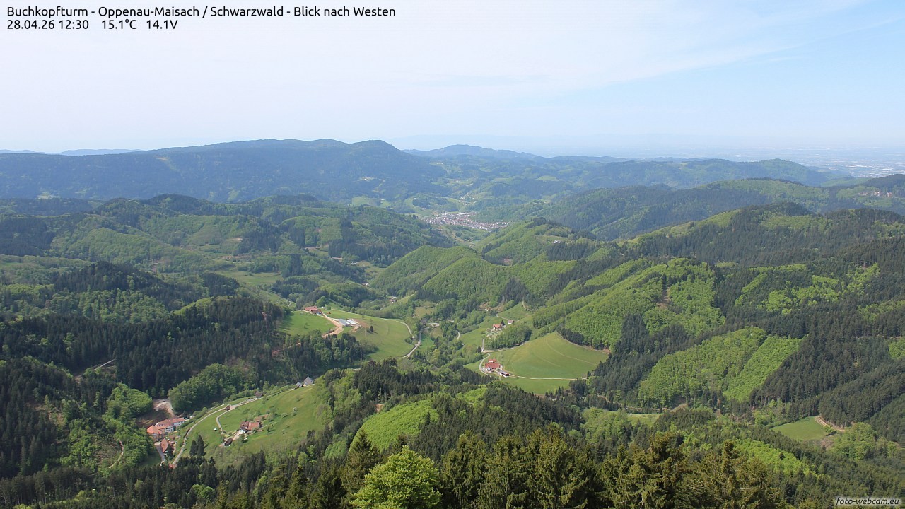Archiv Foto Webcam Buchkopfturm - Oppenau-Maisach/Schwarzwald - Blick nach Westen