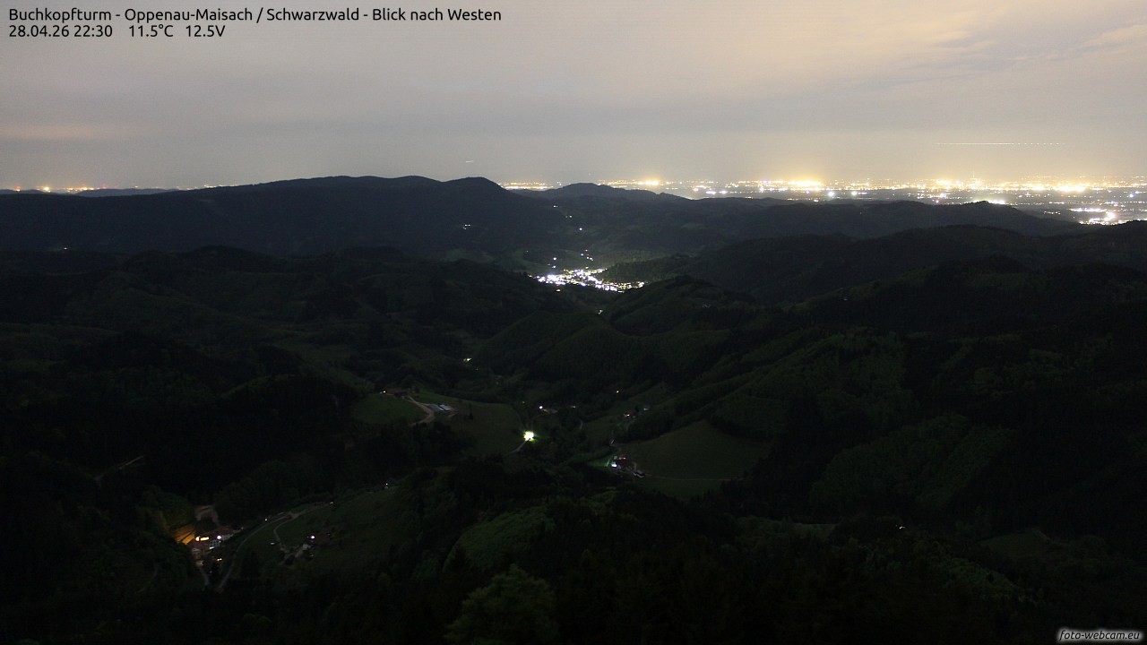 Archiv Foto Webcam Buchkopfturm - Oppenau-Maisach/Schwarzwald - Blick nach Westen
