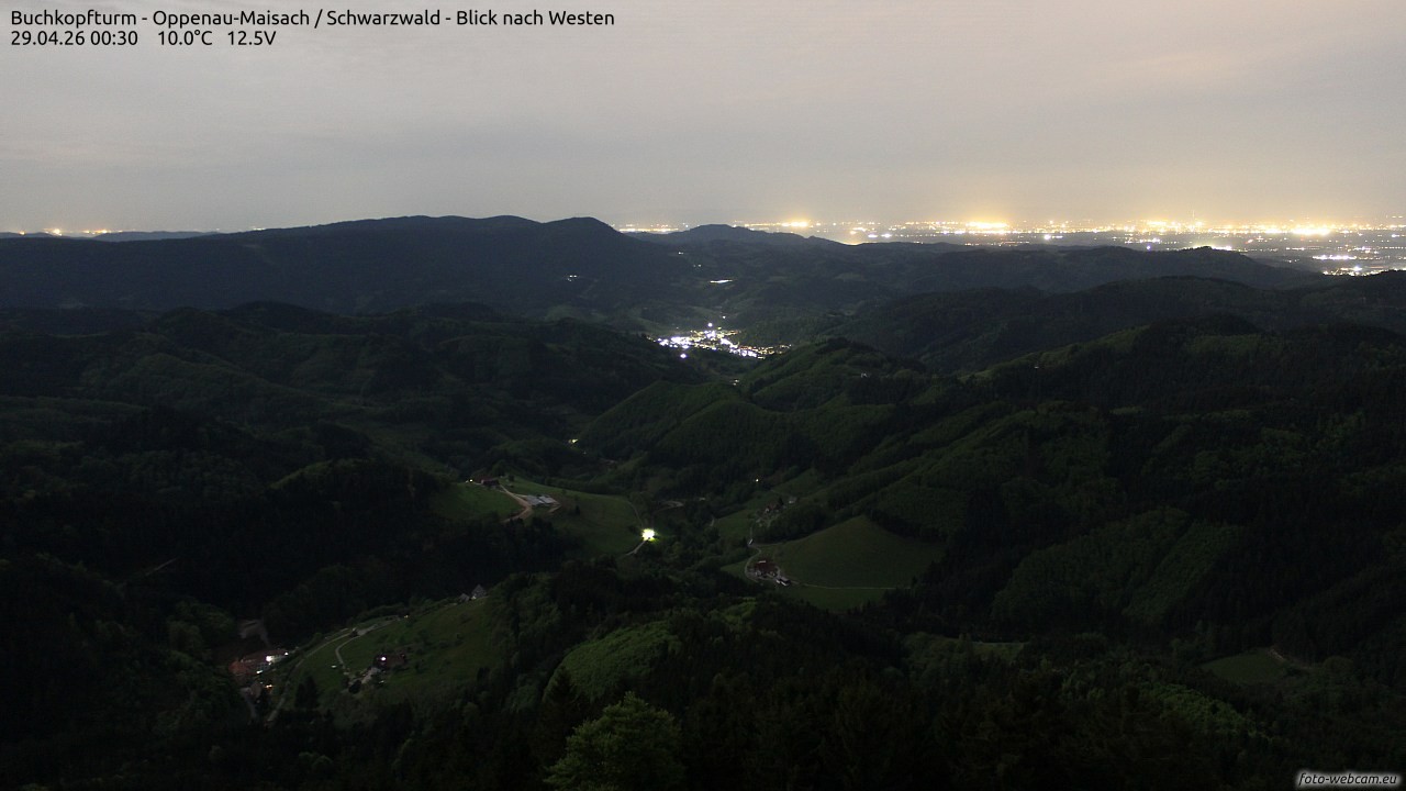 Archiv Foto Webcam Buchkopfturm - Oppenau-Maisach/Schwarzwald - Blick nach Westen