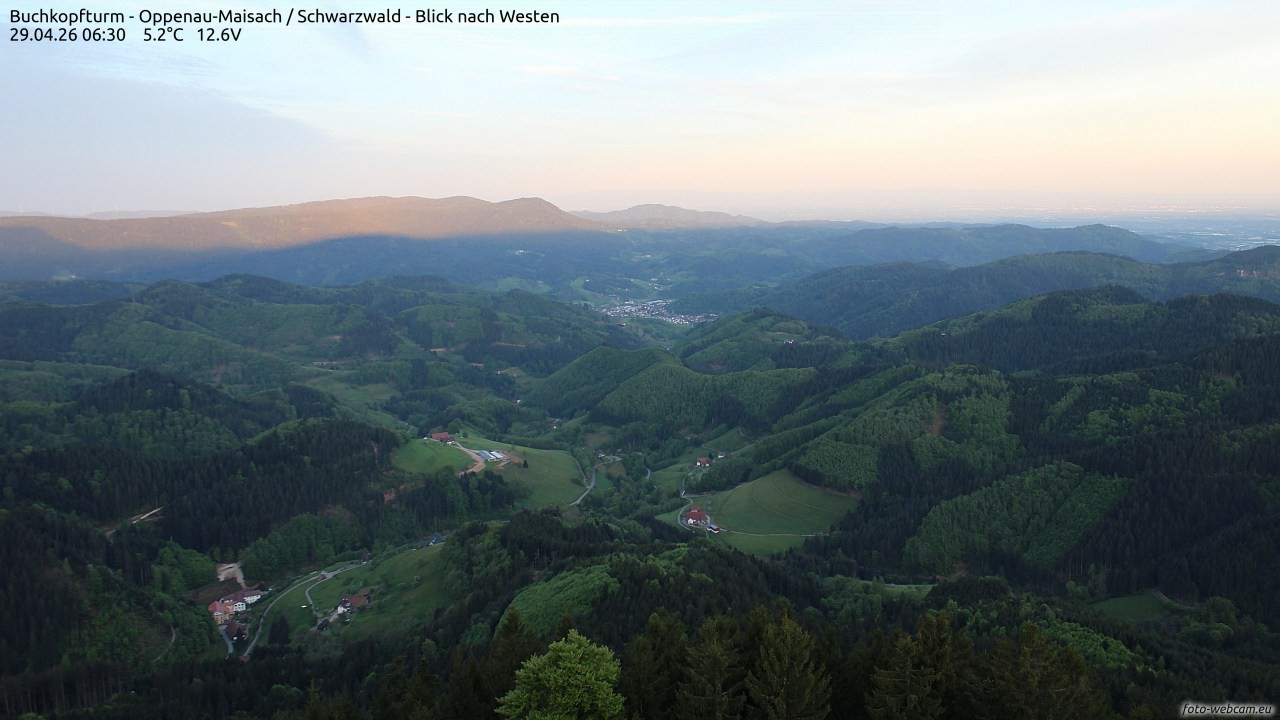 Archiv Foto Webcam Buchkopfturm - Oppenau-Maisach/Schwarzwald - Blick nach Westen