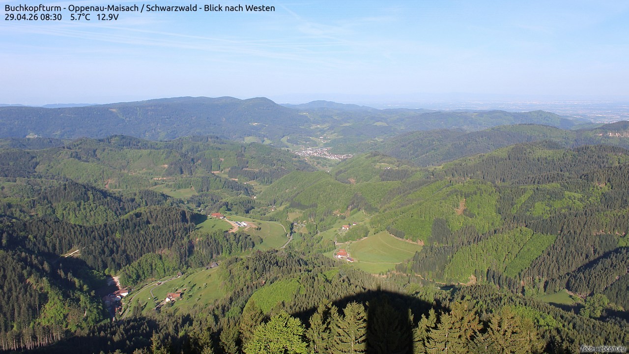 Archiv Foto Webcam Buchkopfturm - Oppenau-Maisach/Schwarzwald - Blick nach Westen