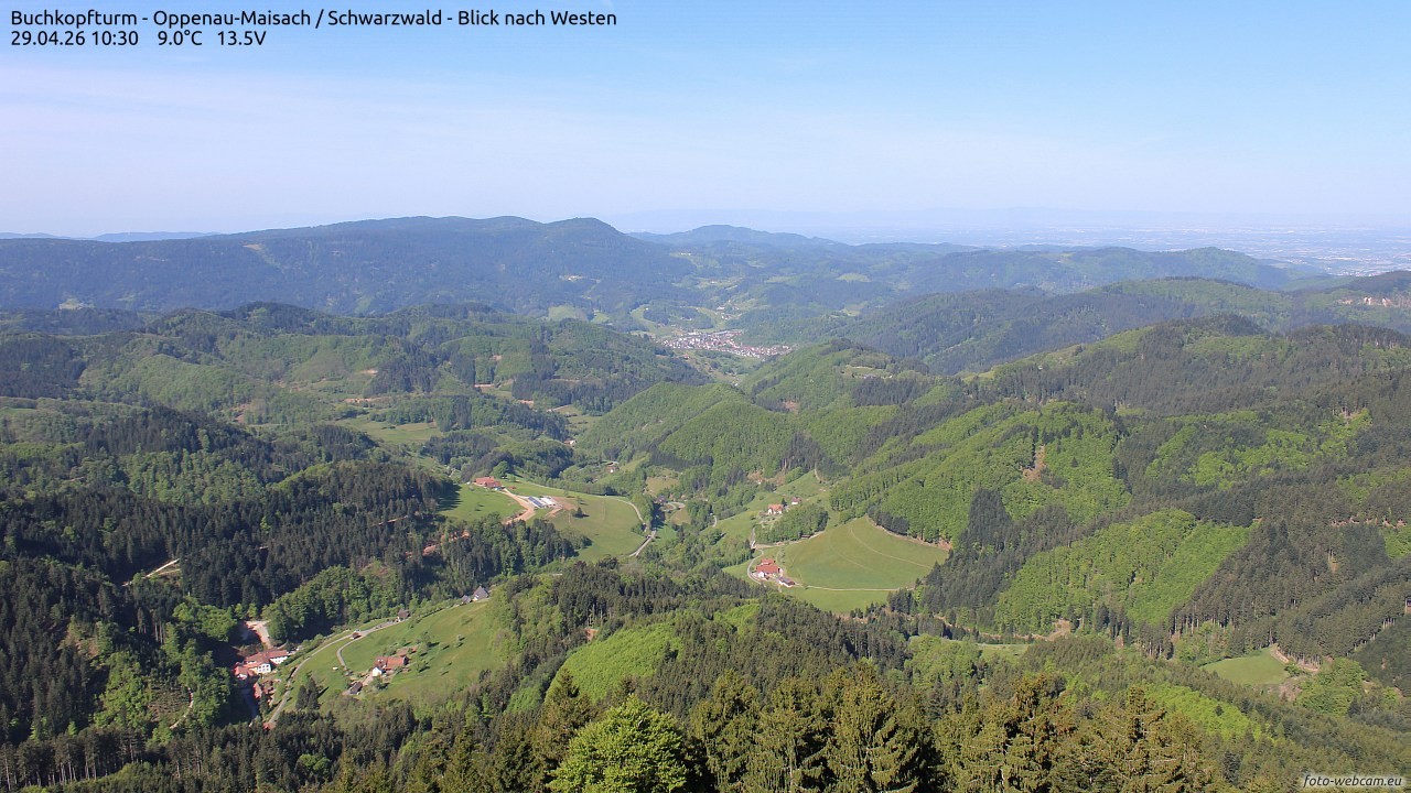 Archiv Foto Webcam Buchkopfturm - Oppenau-Maisach/Schwarzwald - Blick nach Westen