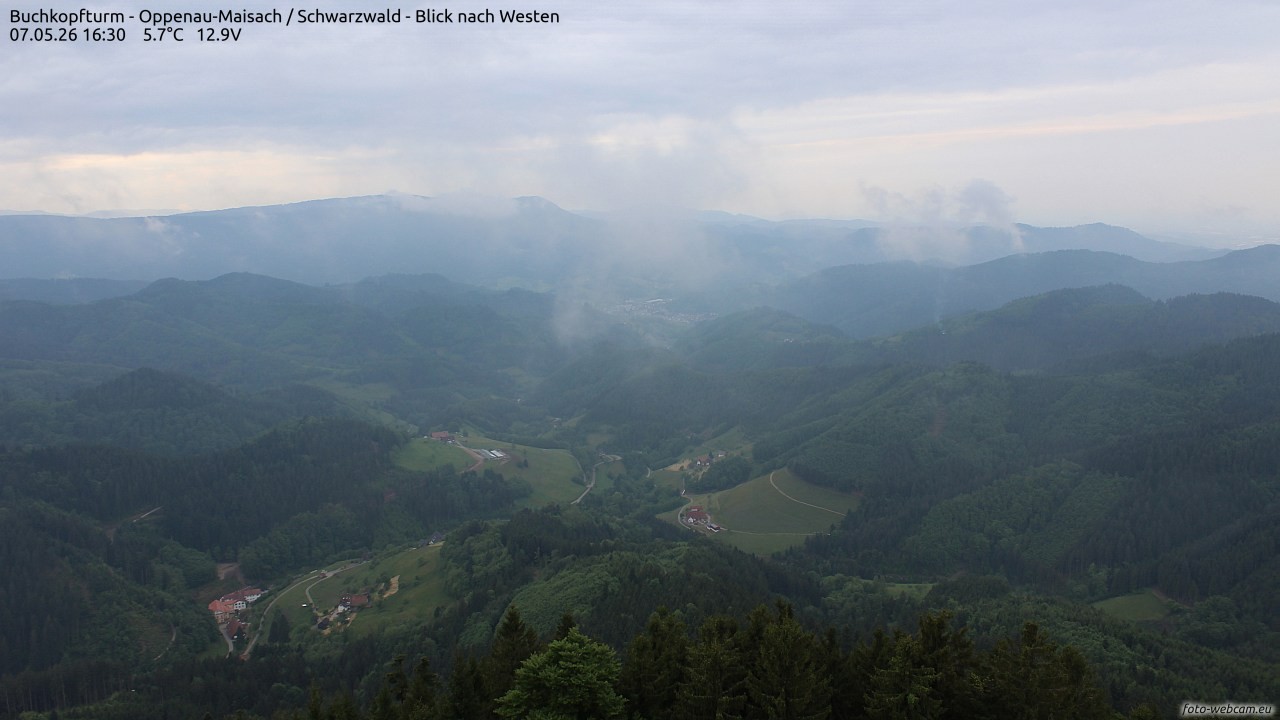 Archiv Foto Webcam Buchkopfturm - Oppenau-Maisach/Schwarzwald - Blick nach Westen