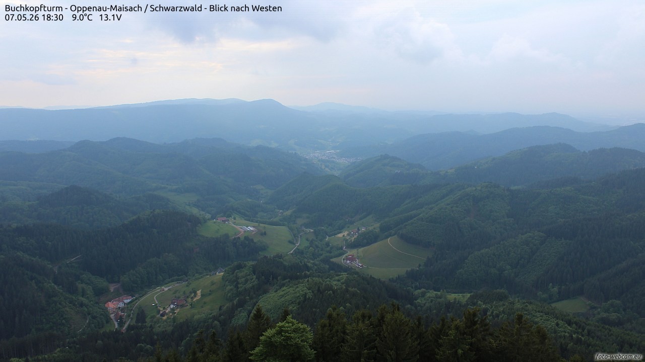 Archiv Foto Webcam Buchkopfturm - Oppenau-Maisach/Schwarzwald - Blick nach Westen